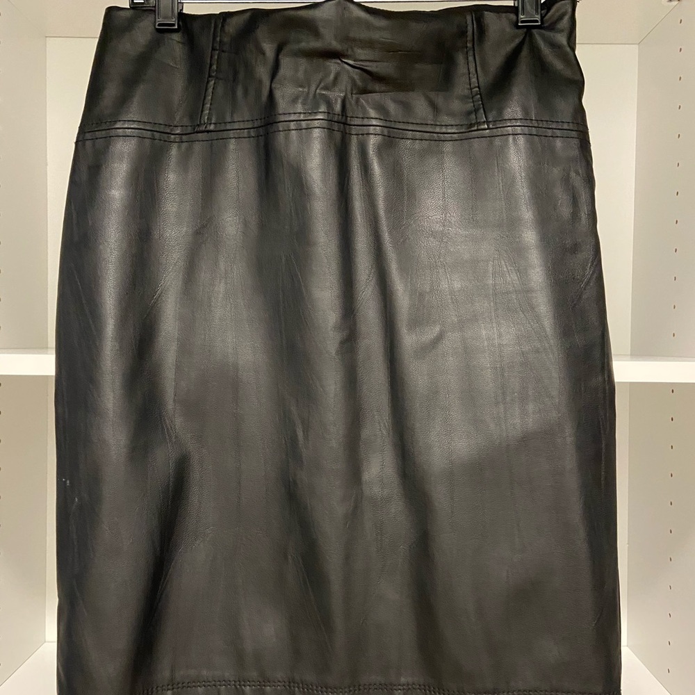New York & Company Faux Leather Midi Skirt